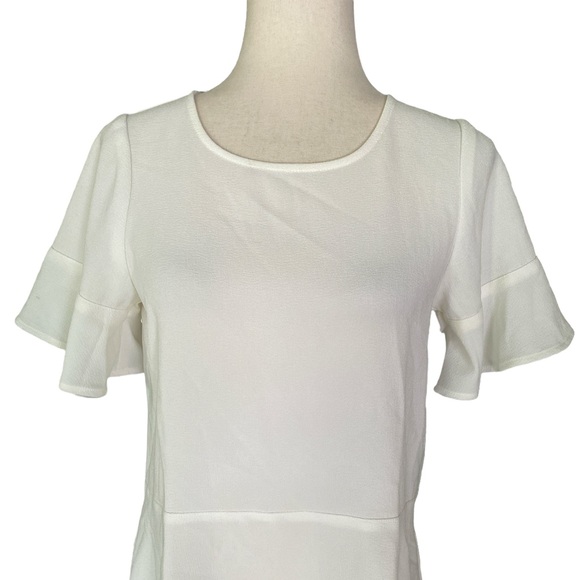 Madewell Flare Hem Ruffle Sleeve White Top - XXS - Picture 4 of 13
